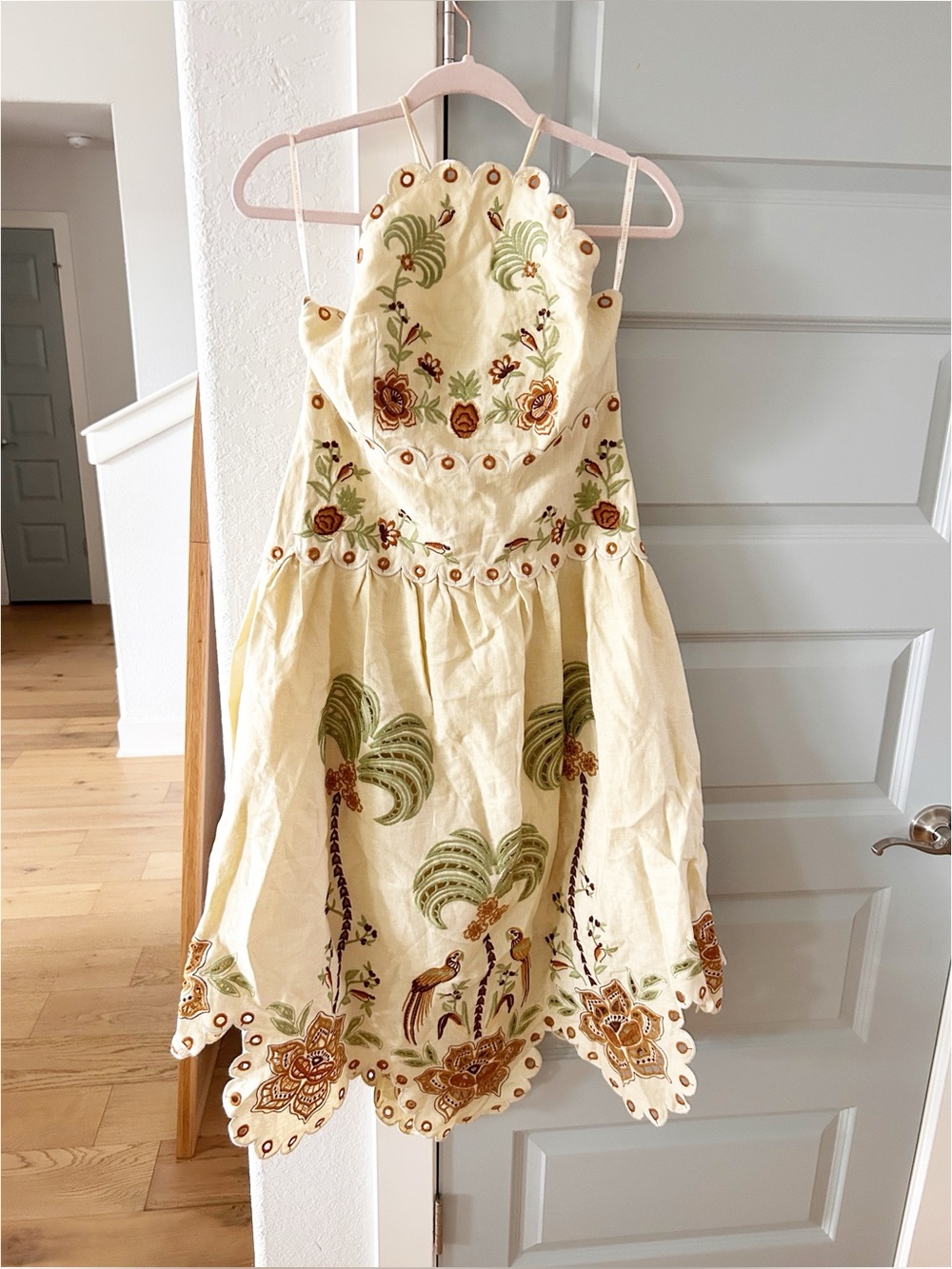 NWT Farm Rio Delicate Forest Linen Halter Eyelet Midi Dress - Picture 8 of 15